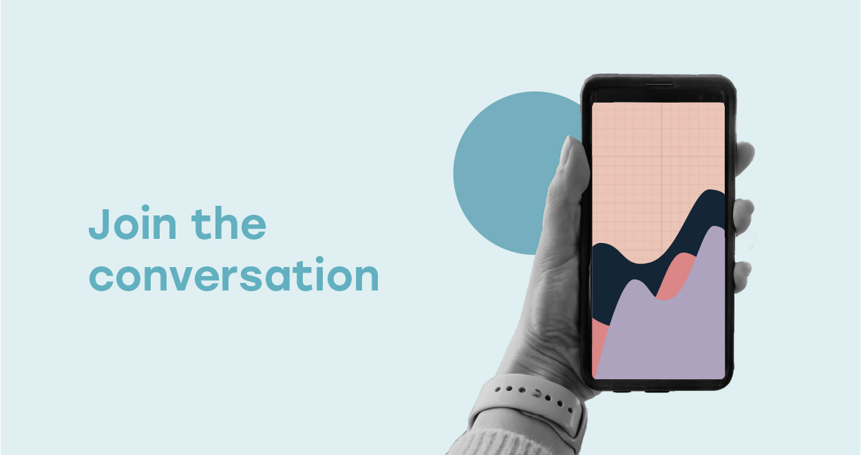 Join the conversation featuring illustrative image of mobile device