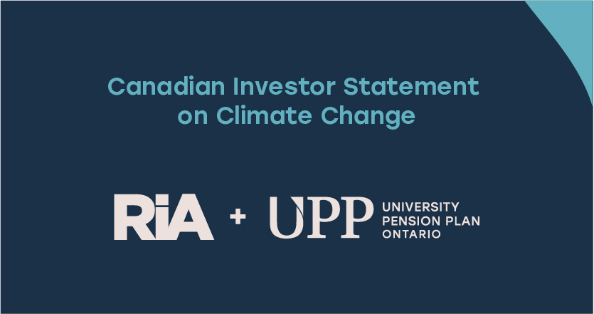 Canadian investor statement on climate change featuring RIA and UPP logo