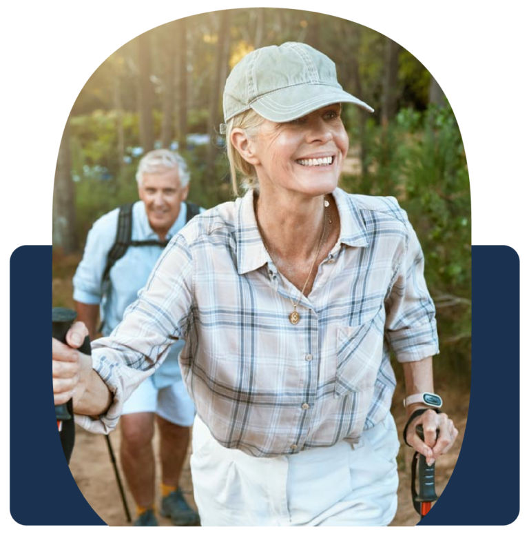 Happy woman hiking in nature