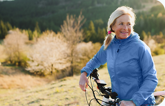 Women biking in nature