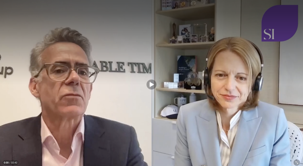 Screenshot of Barbara Zvan being interviewed for Sustainable Investor.