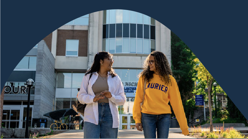 Laurier students walking across campus